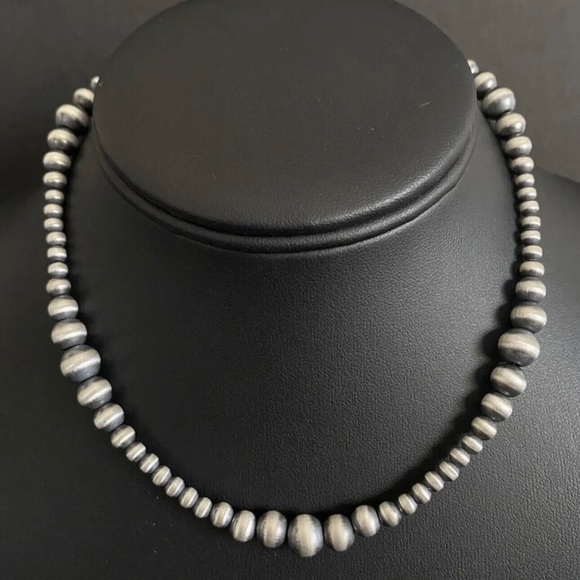 4mm - 8mm Multi Graduated Sterling Silver Oxidized Pearls...